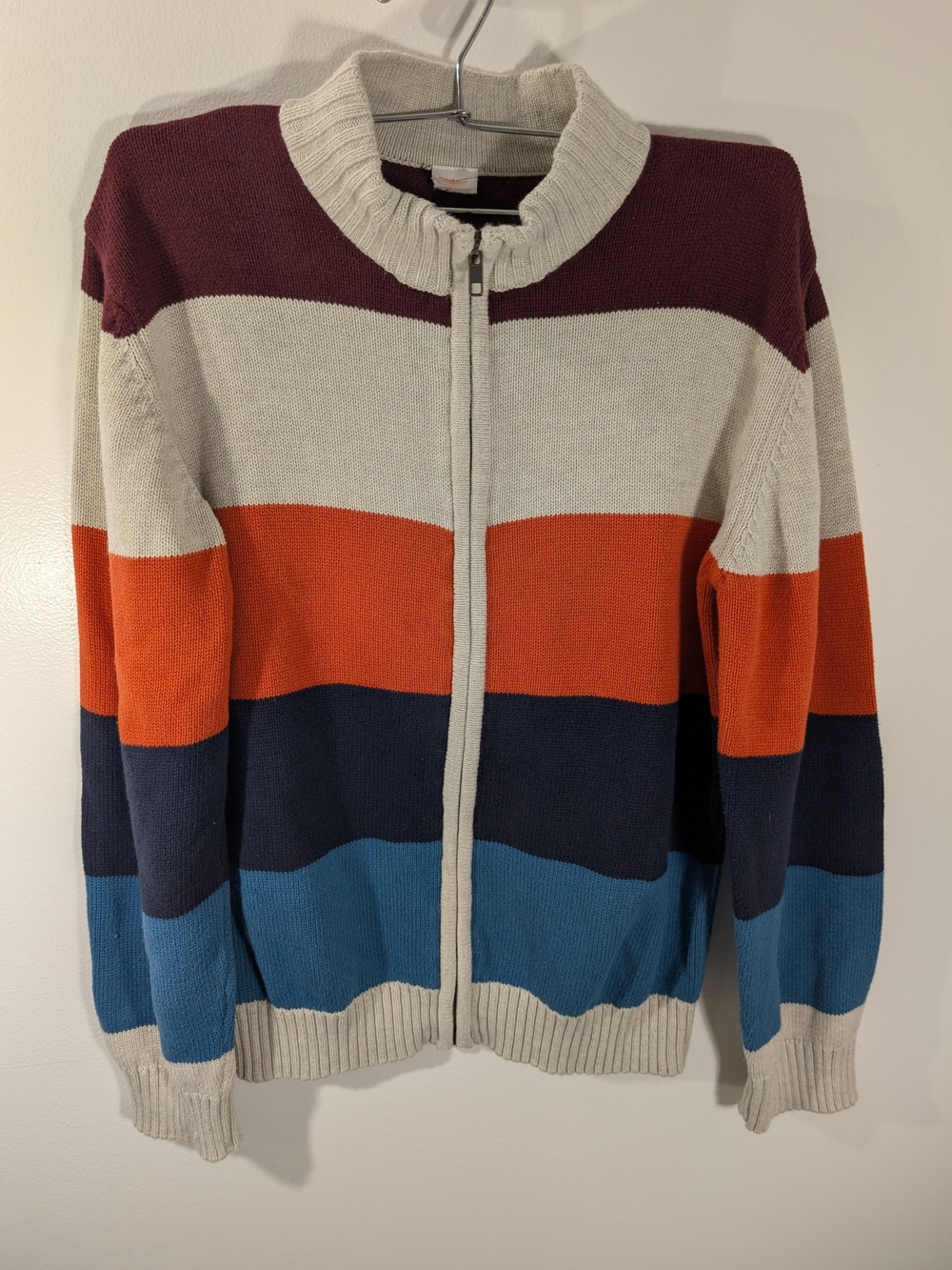 Gymboree Colorblock Zip-Up Cardigan in Cream, Burgundy, Orange, Navy, Teal